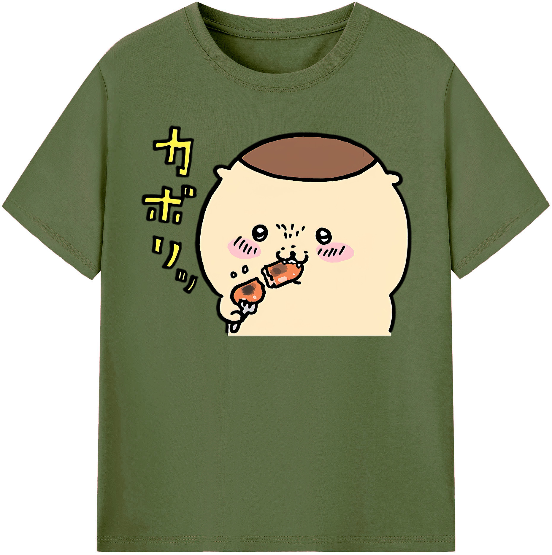 （画像用） ちいかわ くりまんじゅう Chii-kawa kuri manjū 綿100％半袖Tシャツ（フロントプリント）